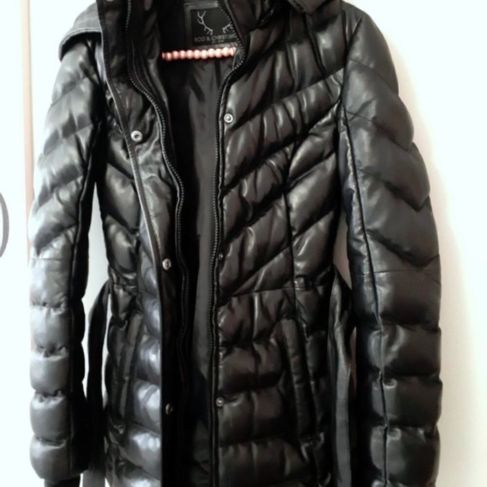 NWOT Bod & Christensen black belted quilted leather jacket, XS - Picture 10 of 12
